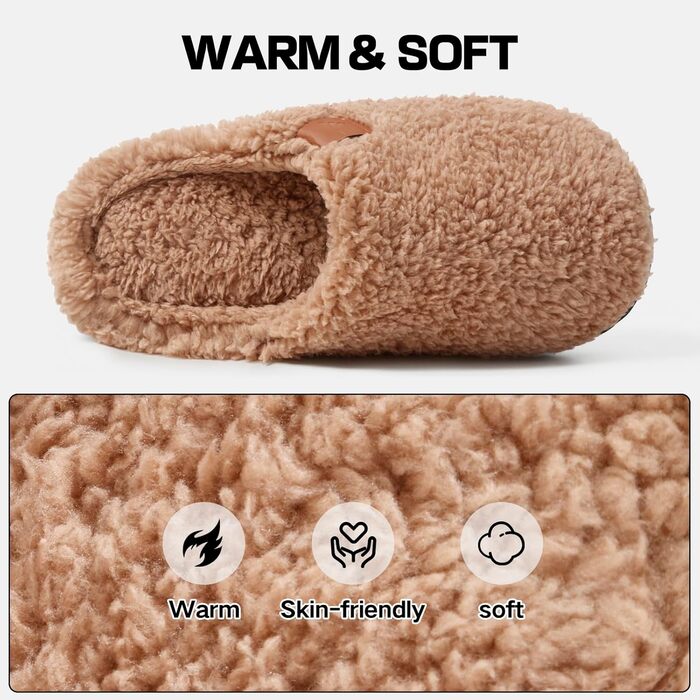 Зимові домашні тапочки для жінок та чоловіків, теплі, з ведмежого хутра, плюшеві, комфортні, з пам'яті ефекту, антиковзаючі, білі (44/45 EU, Коричневий)