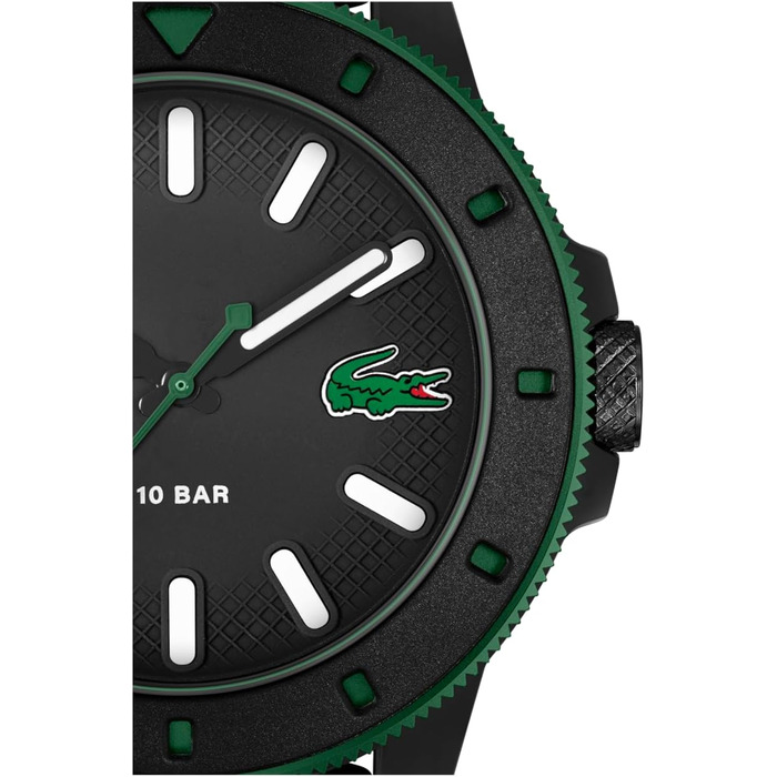Годинник Lacoste 12.12 Scuba чоловічий кварцовий з силіконовим ремінцем (чорний)