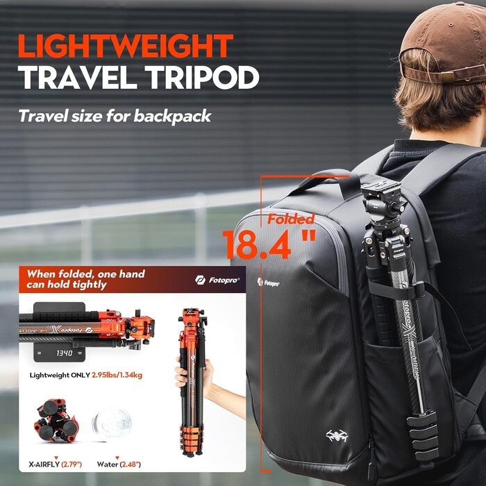 Штатив для відеокамери Fotopro X-Airfly з рідкосною головкою, кульковою головкою для панорами, з вуглецевого волокна, 1,3 кг, розширюється, компактний, для DSLR, 15 кг, сірий