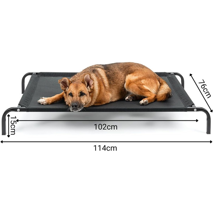 Dog bed made of Textilene fabric, (L) 100 x 76 cm, Black