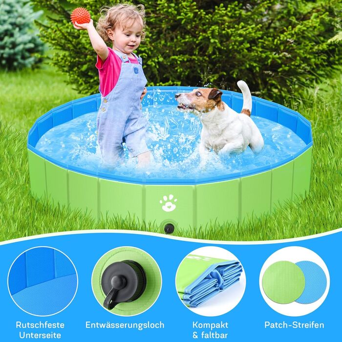 Басейн для собак великих та малих порід, 120 см, складаний, PVC, басейн для купання собак та дітей, портативний, басейн для собак