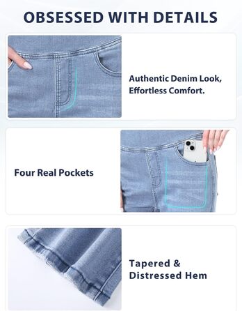 Джинси жіночі Dunke Bau-31, прямі, з високою талією, еластичний денім, 4 кишені, блакитні