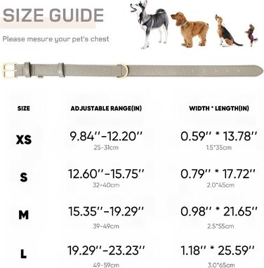 Шкіряний нашийник для собак Heele: надійний, з м'якою підкладкою, регульований, для великих собак, сірий (1 шт.)