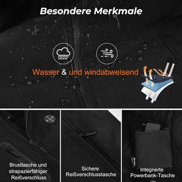 Обогреваемый жилет Smartes с управлением через APP | 8-зонный обогреватель для лыж и кемпинга | Аккумулятор 20000mAh 7.4V | 3 температурных режима | Ветро- и водонепроницаемый | Можно стирать в машинке, мужской/женский жилет L