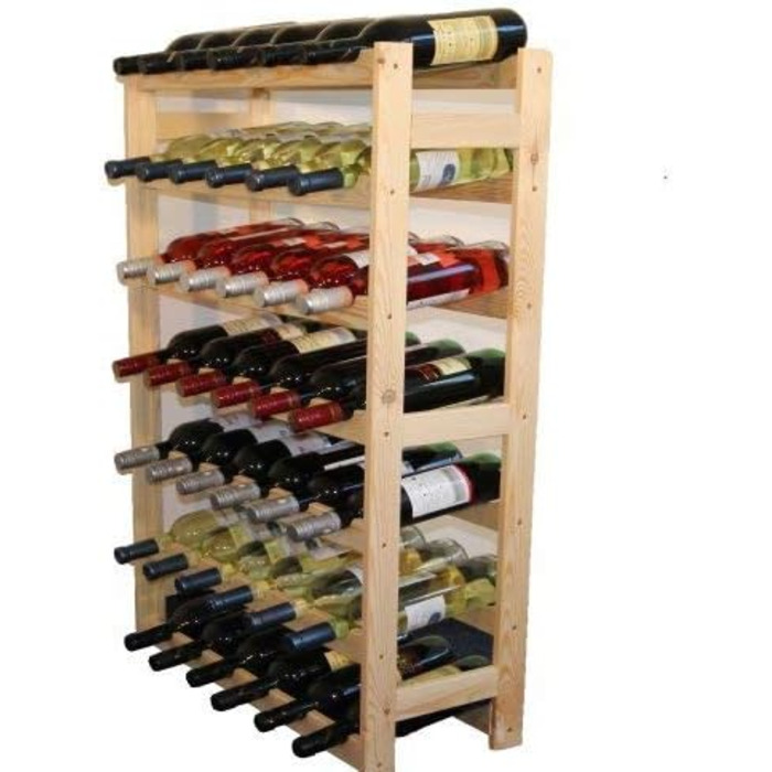 MODO24 Bottle Rack, Wine Rack Wood for 42 Bottles, Wine Cabinet, Wine Stand, Beverage Rack, Wine Bottle Holder, Bottle Organizer, Wine Cabinet, Dimensions 102x63x25 cm, Colors: Natural Wood