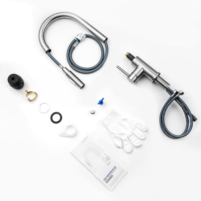 Чорний кухонний змішувач CECIPA SOFETIY SERIE з висувною лійкою, нержавіюча сталь, 360° обертання, 2 режими струменя