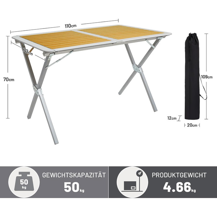 Складаний туристичний стіл Timber Ridge 110x70 см з алюмінію для кемпінгу, пікніка, відпочинку на природі