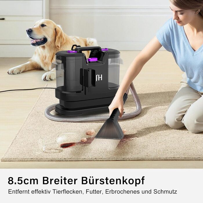 Пилосос для миття килимів та м'яких меблів з насадкою для шерсті тварин, 450W, для дому та автомобіля