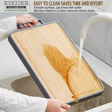 Двостороння бамбукова дошка для нарізання Titan з титаном та бамбуком, для кухні, преміум-якість, антипригарне покриття, довговічна та легка у догляді