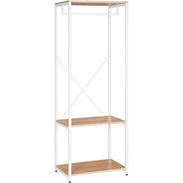 WOLTU Clothes Rack, Hanging Shelf, Clothes Rail with Shoe Shelf for Bedroom Wardrobe Stand, Metal and Wood, approx. 60 x 40 x 167 cm (White + Light Oak)