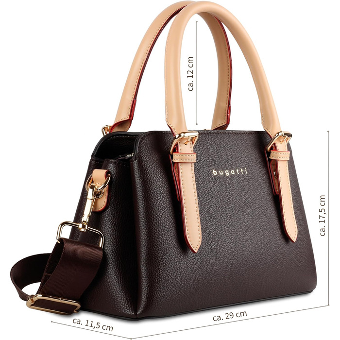 Сумка жіноча Bugatti Ella коричнева, маленька шкіряна сумка через плече для жінок