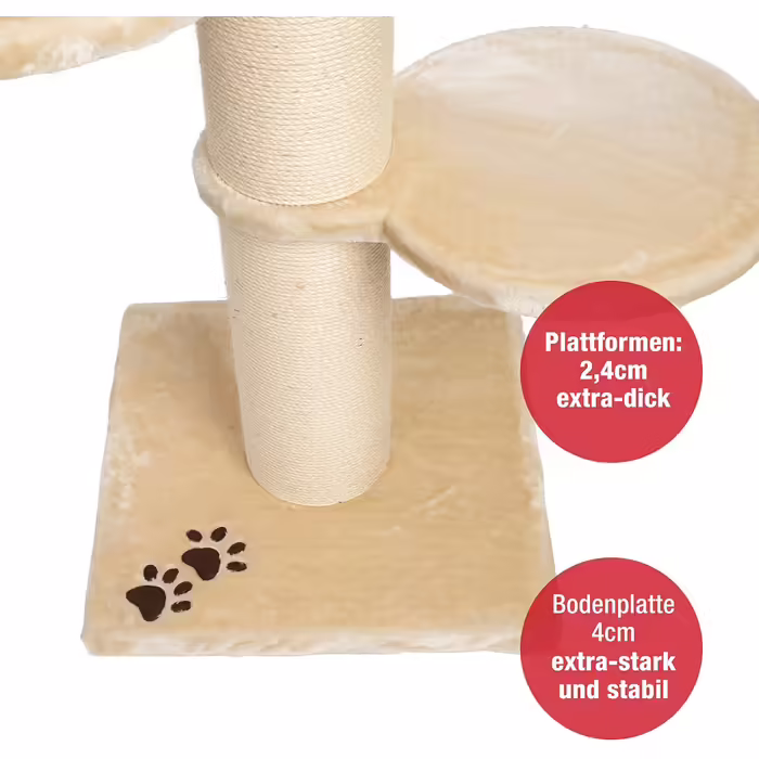 JAMAXX Premium 155cm XXL Cat Tree for Large, Heavy Cats - 20cm Extra-Strong Post, 4cm Strong Base Plate, Extra-Thick Plush Cushion, Cat Climbing Tree Beige