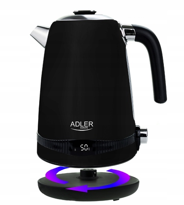 Електричний чайник ADLER AD 1295b, 1,7 л, сталь, LCD-дисплей, регулювання температури