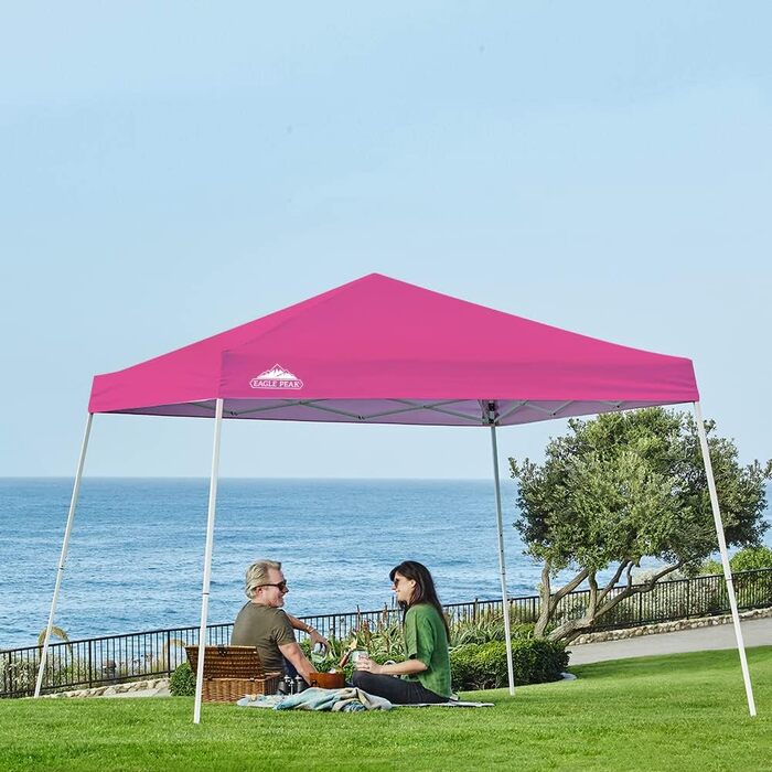 EAGLE PEAK 3x3m Event Tent with Slanted Legs, Pop-up Pavilion for Outdoor Use, UV Protection 50+, Waterproof, Foldable, Folding Pavilion for Camping, Garden, Party, Dark Blue (Polyester Alloy Steel)