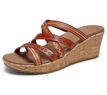 Сандалі жіночі Skechers Beverlee-Tiger Posse на танкетці, 40 EU, Duraleather бежеві