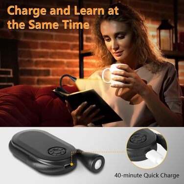 Світлодіодна лампа для читання з кріпленням, акумуляторна, 3 режими температури кольору, USB, гнучка на 360°, для читання в ліжку, ідеальна для книголюбів та дітей, чорна