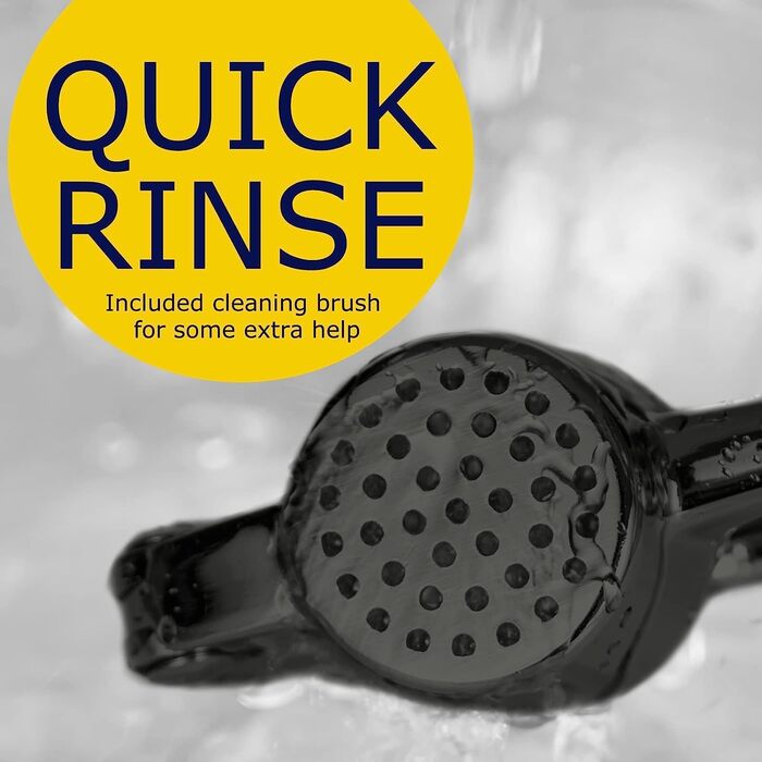 Преміум-прес для часнику з нержавіючої сталі - прес-подрібнювач часнику, подрібнювач та очищувач, набір, стійкий до миття в посудомийній машині та іржі (матова чорна поверхня)