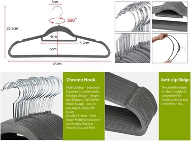 Yaheetech Clothes Hangers 100 Pack Hangers Suit Hangers Velvet Wardrobe Hangers Non-Slip Jacket Hangers Space-Saving with Bar