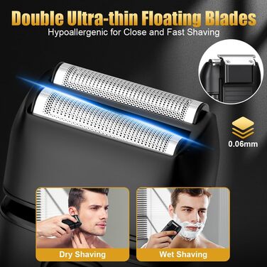 Електричний гоління для чоловіків Flintronic: водонепроникний, багатофункціональний, з глибоким очищенням, USB-C, 120 хв, 2-в-1, чорний