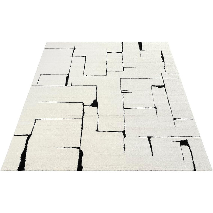 Килим Everest - сучасний короткий ворс для вітальні та спальні з ефектом висоти-низькості, 3D ефект, висока щільність ворсу та приємна м'якість, абстрактний дизайн, кремовий колір (80 x 150 см)