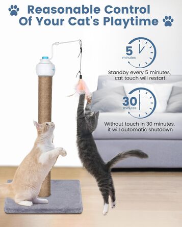 Cat Toy Self-Entertainment, 3 IN 1 Interactive Feather Toy for Cats with 360 Degree Automatic Rotating, USB Rechargeable Complete Set Cat Accessories Electric (Light Blue)