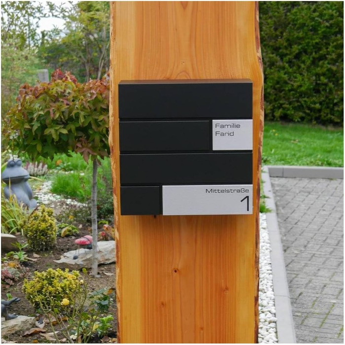 Поштова скринька Metzler G антрацит RAL 7016, з гравіюванням та табличкою з нержавіючої сталі, настінний монтаж, 37x37x10.5 см