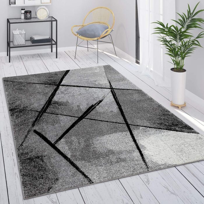 Paco Home Rug Living Room Vintage Short Pile Bedroom Geometric Design Modern, Size: 80x150 cm, Color: Gray