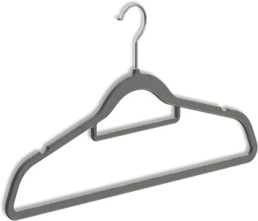 Плечики для одягу OGIVO, набір з 20 шт., сірі - антиковзаючі, для краваток, з поворотним гачком, з вирізами для плечей