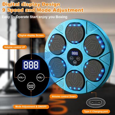 Music Boxing Machine with Bluetooth & LED Lights - Fitness Punching Bag for Adults & Kids