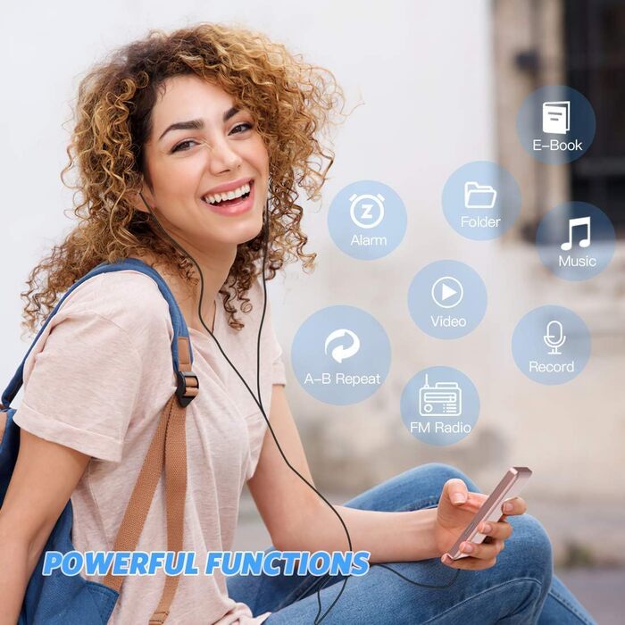 MP3 плеєр AGPTEK A02 8GB Rosegold - 70 годин відтворення, 1.8