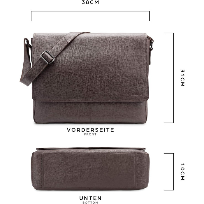Сумка-месенджер LEABAGS Oxford для ноутбука 15 дюймів, шкіряна, чоловіча/жіноча, 38x31x10 см, Cacao