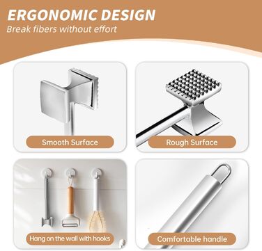 Кухонний молоток для м'яса Yopinmall з нержавіючої сталі, двосторонній, антипригарний, для шніцелів, котлет, стейків