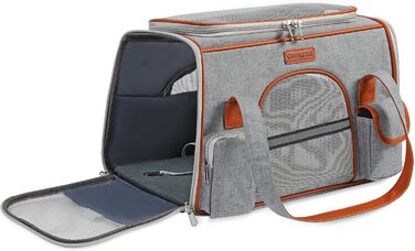 Транспортна сумка для котів та собак до 7 кг Demigreat, дихаюча переноска для середніх та маленьких котів та собак, сіра, 42x22x25 см