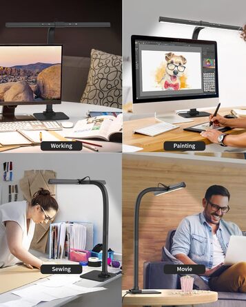 LED лампа для столу KableRika: регульоване освітлення, захист очей, 6 кольорів, для офісу та дому