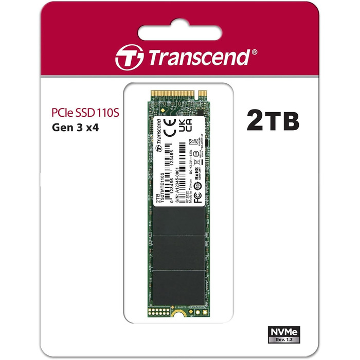 SSD Transcend 2TB MTE110S NVMe PCIe Gen3 x4 M.2 2280 - внутрішній накопичувач