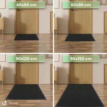 Килимок для входу VOUNOT 60x90 см чорний: вологостійкий, антиковзкий, миючий килимок для дому та вулиці