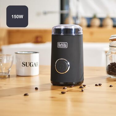 Електрична кавомолка BLACK+DECKER BXCG150E 150W з нержавіючою сталею, чорна
