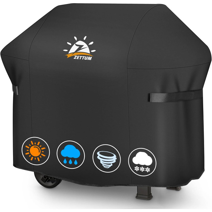 Чохол для гриля Zettum 152 см, водонепроникний, важкий PU, для Weber Genesis 300, Char Broil, Dyna-Glo, Nexgrill (152x66x111 см)