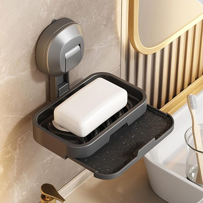 Тримач для мила настінний з піддоном, сірий (1 шт.)