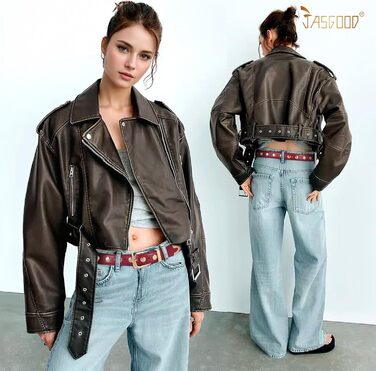 Жіночий шкіряний ремінь JASGOOD з золотистою пряжкою, вінтажний панк-рок, модний ремінь з шипами для джинсів та повсякденного носіння, 130 см: для розміру 105-114 см (Бордовий, 110 см: для розміру 78-92 см)