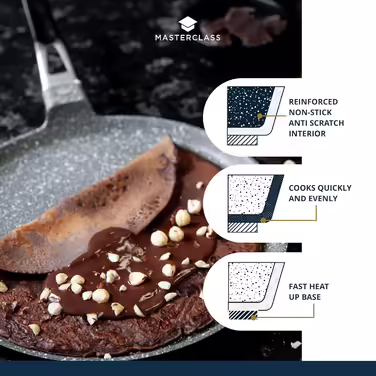 MasterClass Induction-Compatible Non-Stick Pancake & Crepe Pan, Die-Cast Aluminum, 28 cm, Grey