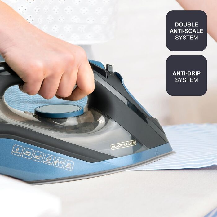 Відпарювач Black+Decker BXIR3000E: 3000 Вт, керамічна підошва, 200 г/хв, антинакип, вертикальне відпарювання