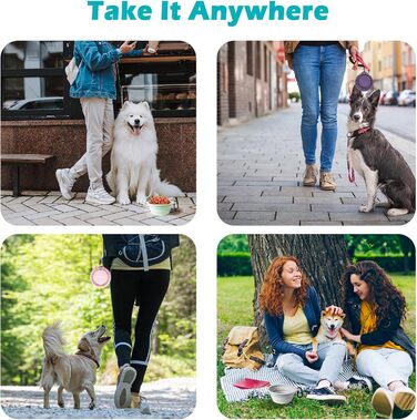 Складані миски для собак PetBonus, 2 шт. Силіконові миски для води та корму для собак, чорний та червоний (600 мл)