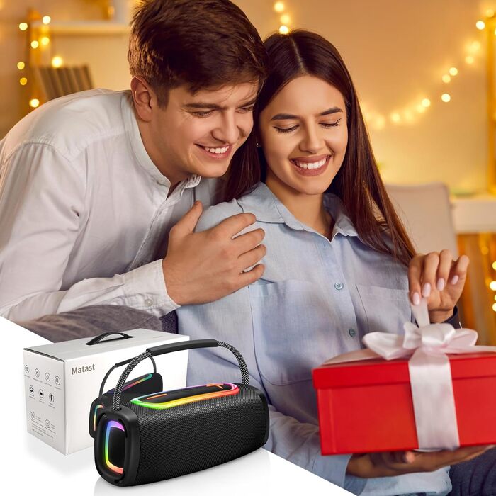 Портативна Bluetooth колонка з ручкою, 66 мм діаметр динаміка, BT5.3/24W/IP-X6 вологостійка, бездротова стерео колонка з RGB підсвічуванням, для дому/відкритих просторів/вечірок