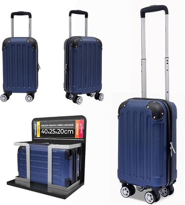 Набір валіз Boleedy 3шт, дорожні валізи (55/66/76 см), ручна поклажа, жорсткий корпус, 360° обертання, тихі подвійні колеса, телескопічна ручка, темно-синій