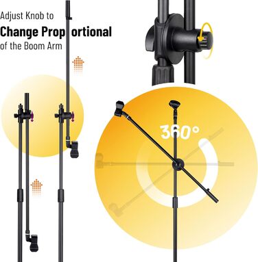 Підставка для мікрофона 2-в-1 з трьома кліпсами для кабелів, для вокалу, сцени, конференцій та презентацій, розширювана, CY0311 (з лебединою шиєю)