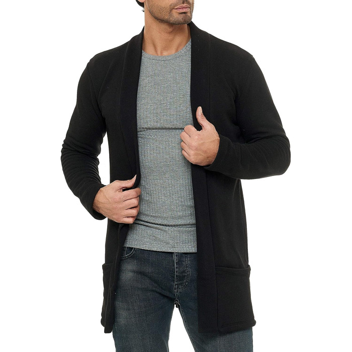 Кардиган чоловічий Redbridge, куртка-світшот, сако, довгий крій (XXL, чорний)