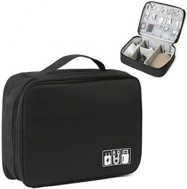 Електронна сумка-органайзер для аксесуарів: зарядний пристрій, павербанк, кабелі (чорний)