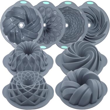 4 шт. Силіконові форми для кексів Tongjude, 6/7/8 чашок, сірі, для випічки кексів, хліба та желе