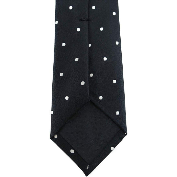 Краватка TigerTie шовкова вузька з візерунком в крапку (Чорно-біло-срібна)